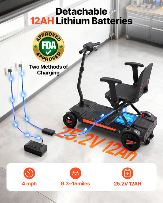 Wheel Automatic Folding Mobility Scooter - All-Terrain with NFC Keys & Remote Control