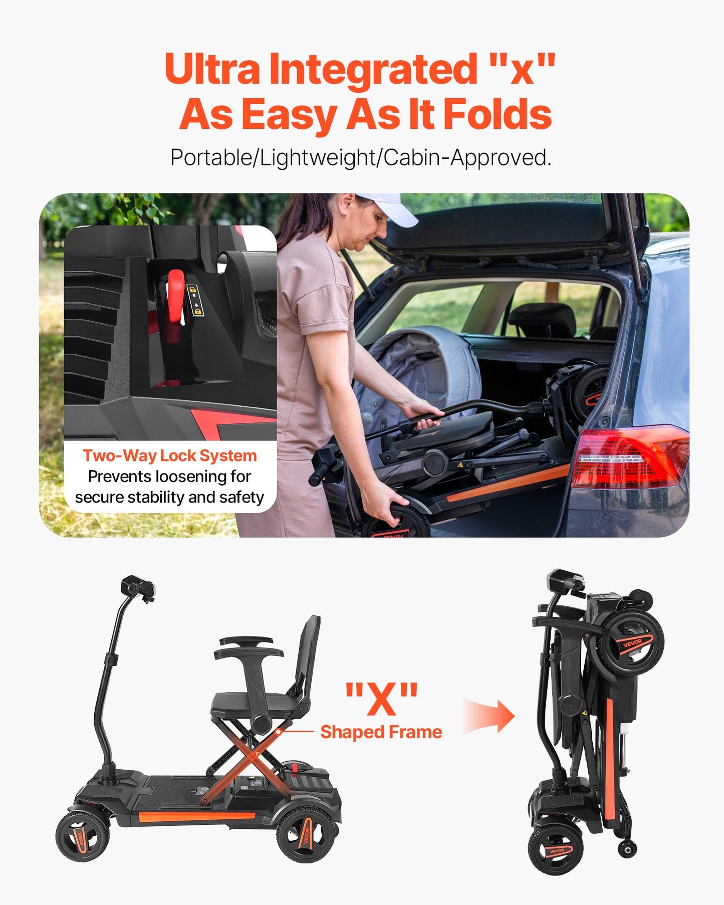 Wheel Automatic Folding Mobility Scooter - All-Terrain with NFC Keys & Remote Control