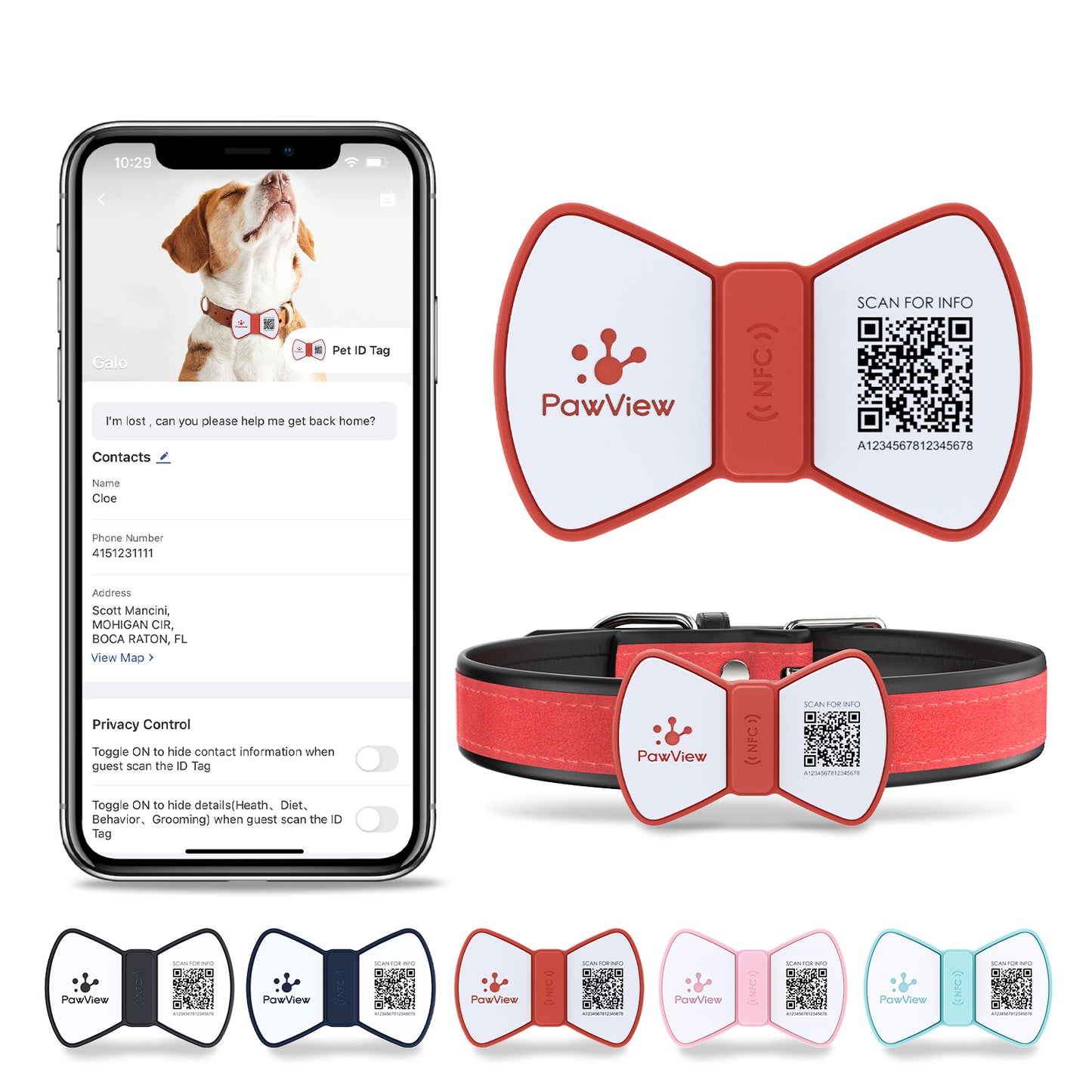 Smart QR Code Pet ID Tag - GPS Location Tracking & Digital Profile