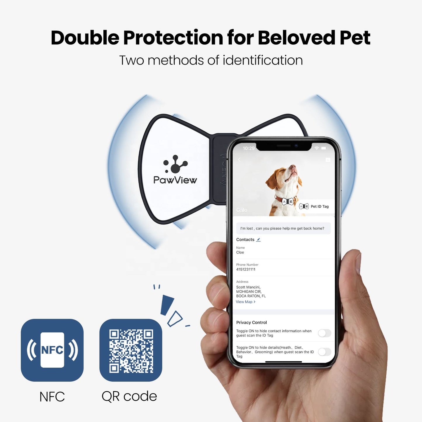 Smart QR Code Pet ID Tag - GPS Location Tracking & Digital Profile