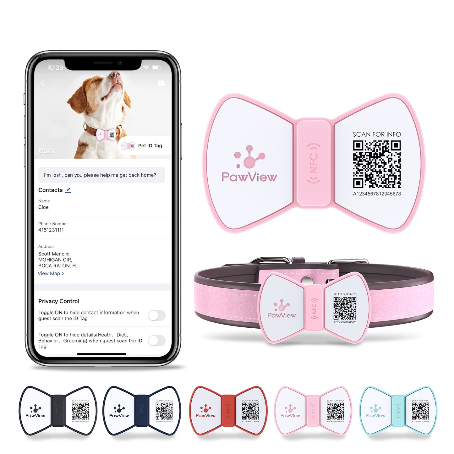Smart QR Code Pet ID Tag - GPS Location Tracking & Digital Profile