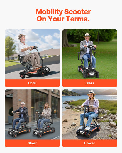 Wheel Automatic Folding Mobility Scooter - All-Terrain with NFC Keys & Remote Control